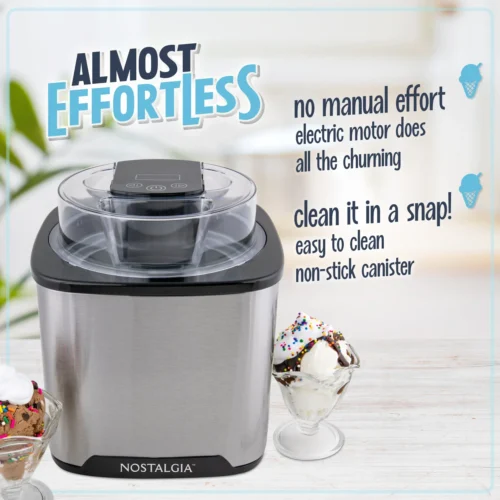 Nostalgia 2-Quart Digital Ice Cream Maker -Nostalgia Food NGDICM2SS 04 Effortless scaled