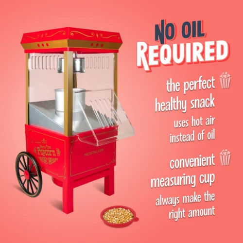 12-Cup Hot Air Popcorn Maker -Nostalgia Food NHAP501RD 03 NoOil scaled