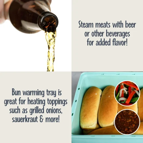 Large Diner Style Hot Dog Steamer, 20 Hot Dogs, 6 Buns, Aqua -Nostalgia Food NHDS206AQ 06 steammeats scaled