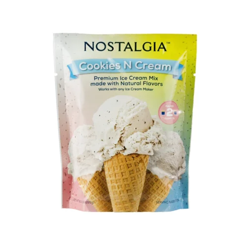 New 2-Quart Homemade Premium Ice Cream Starter Mix (8-Pack) -Nostalgia Food NICMX8CKCRM Cookies Ice Cream Mix Front 1 scaled