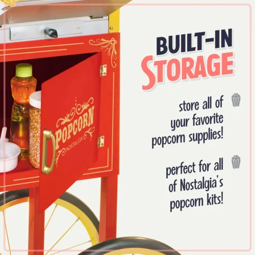 Vintage 10-Ounce Professional Popcorn Cart - 59 Inches Tall -Nostalgia Food NKPCRT10RD 03 Storage scaled