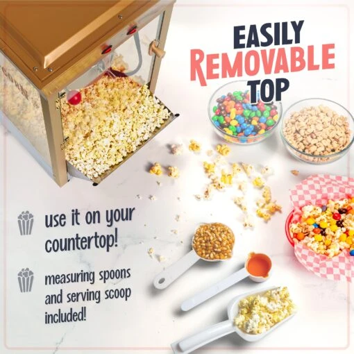 Vintage 10-Ounce Professional Popcorn Cart - 59 Inches Tall -Nostalgia Food NKPCRT10RD 04 RemovableTop