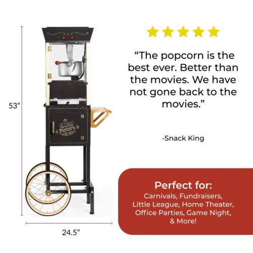 Vintage Professional Popcorn Cart - NEW 8-Ounce Kettle - 53 Inches Tall - Black 13 Vintage Professional Popcorn Cart - NEW 8-Ounce Kettle - 53 Inches Tall - Black -Nostalgia Food NKPCRT8BK stars5