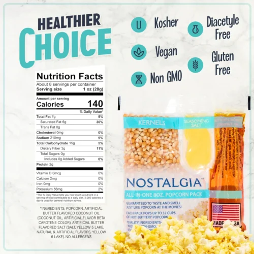 Best Tasting Premium 8-Ounce Popcorn, Oil & Seasoning Salt All-In-One Packs - 24 Count 10 Best Tasting Premium 8-Ounce Popcorn, Oil & Seasoning Salt All-In-One Packs - 24 Count -Nostalgia Food NKPP824 02