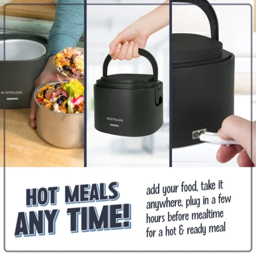 Nostalgia 20 Oz. Portable Heated Lunch Box -Nostalgia Food NLB25BB 04 SplitScreen scaled