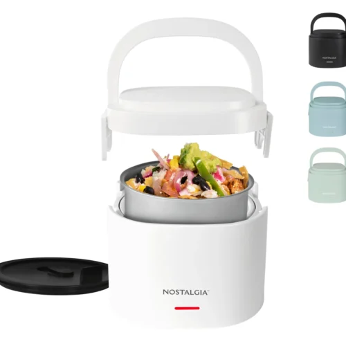 Nostalgia 20 Oz. Portable Heated Lunch Box -Nostalgia Food NLB25FW HEROw colors exploded MAIN scaled