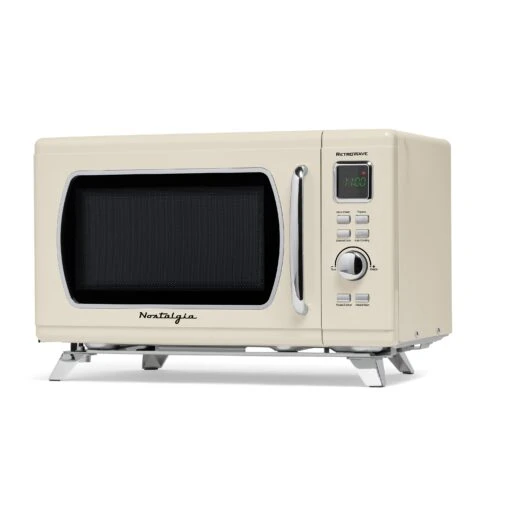 Mid-Century Retro 0.9 Cu. Ft. Microwave, Cream