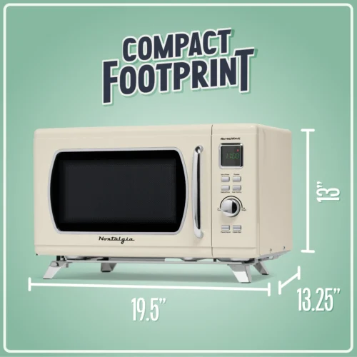 Mid-Century Retro 0.9 Cu. Ft. Microwave, Cream -Nostalgia Food NMCMO9FTCRM6A 04 CompactFootprint scaled