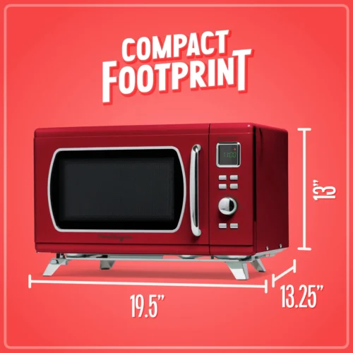 Mid-Century Retro 0.9 Cu. Ft. Microwave, Red -Nostalgia Food NMCMO9FTRD6A 04 CompactFootprint