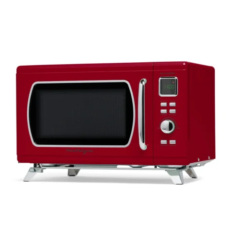 Mid-Century Retro 0.9 Cu. Ft. Microwave, Red