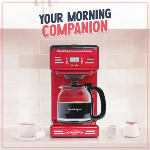 Retro 12-Cup Programmable Coffee Maker -Nostalgia Food NRCOF12RR 02 morning