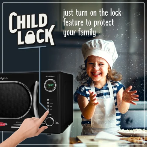 Retro 1.1 Cu Ft 1000 Watt Microwave Oven -Nostalgia Food NRMO11BK 03 scaled