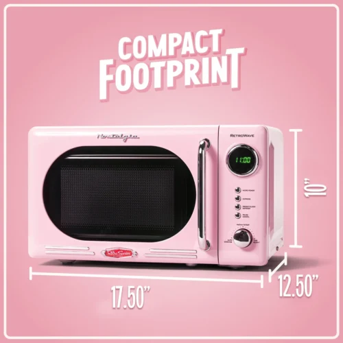 Retro 0.7 Cubic Foot 700-Watt Countertop Microwave Oven - Pink (Derivative) -Nostalgia Food NRMO7PK6A feature 04 scaled