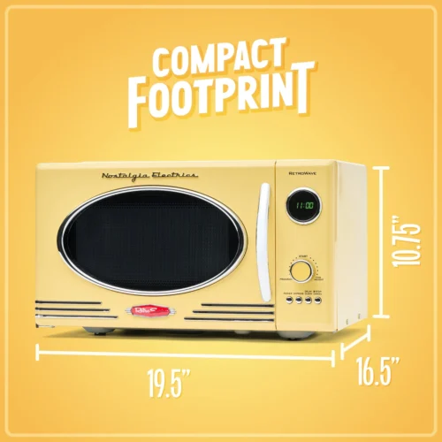 Retro 0.9 Cubic Foot 800-Watt Countertop Microwave Oven - Yellow -Nostalgia Food NRMO9YLW Measurements04