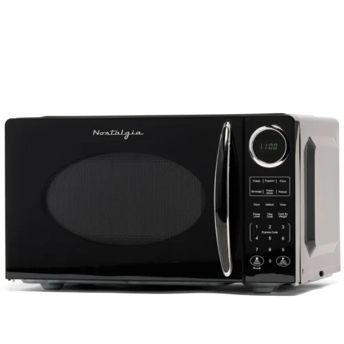 Retro 0.9 Cubic Foot Countertop Microwave Oven, Black