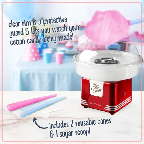 Retro Hard Candy Cotton Candy Maker -Nostalgia Food NRPCM45RR feature 02 scaled