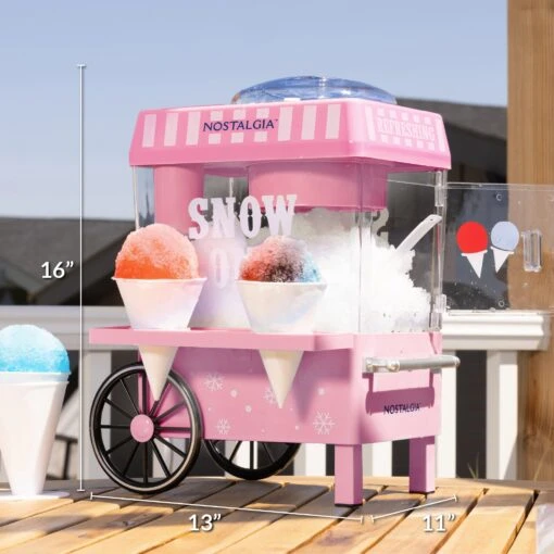 Vintage Snow Cone Maker, Pink -Nostalgia Food NSCM525PK measurement2