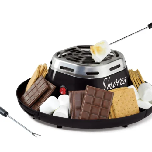 Indoor Electric Stainless Steel S'mores Maker With 4 Compartment Trays