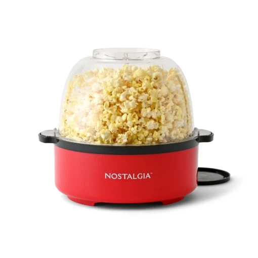 Nostalgia 6 QT Stainless Steel Stirring Popcorn Popper - Red