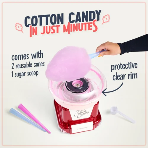 Retro Hard & Sugar-Free Candy Original Cotton Candy Maker -Nostalgia Food PCM805RETRORED feature 02