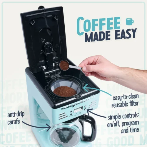 Retro 12-Cup Coffee Maker -Nostalgia Food RCOF12AQ 03 madeeasy