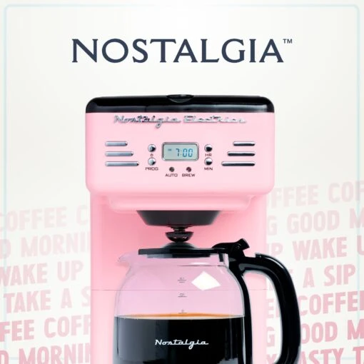 Retro 12-Cup Coffee Maker, Pink -Nostalgia Food RCOF12PK 05 othercoffeeimage