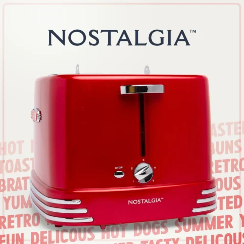 4 Hot Dogs & Buns Pop-Up Toaster -Nostalgia Food RHDT800RETRORED Image05