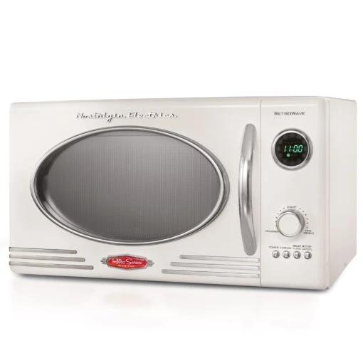 Retro 0.9 Cubic Foot 800-Watt Countertop Microwave Oven - Ivory, RMO4IVY