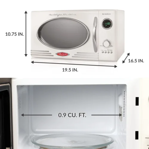 Retro 0.9 Cubic Foot 800-Watt Countertop Microwave Oven - Ivory, RMO4IVY -Nostalgia Food RMO4IVY feature 03 scaled
