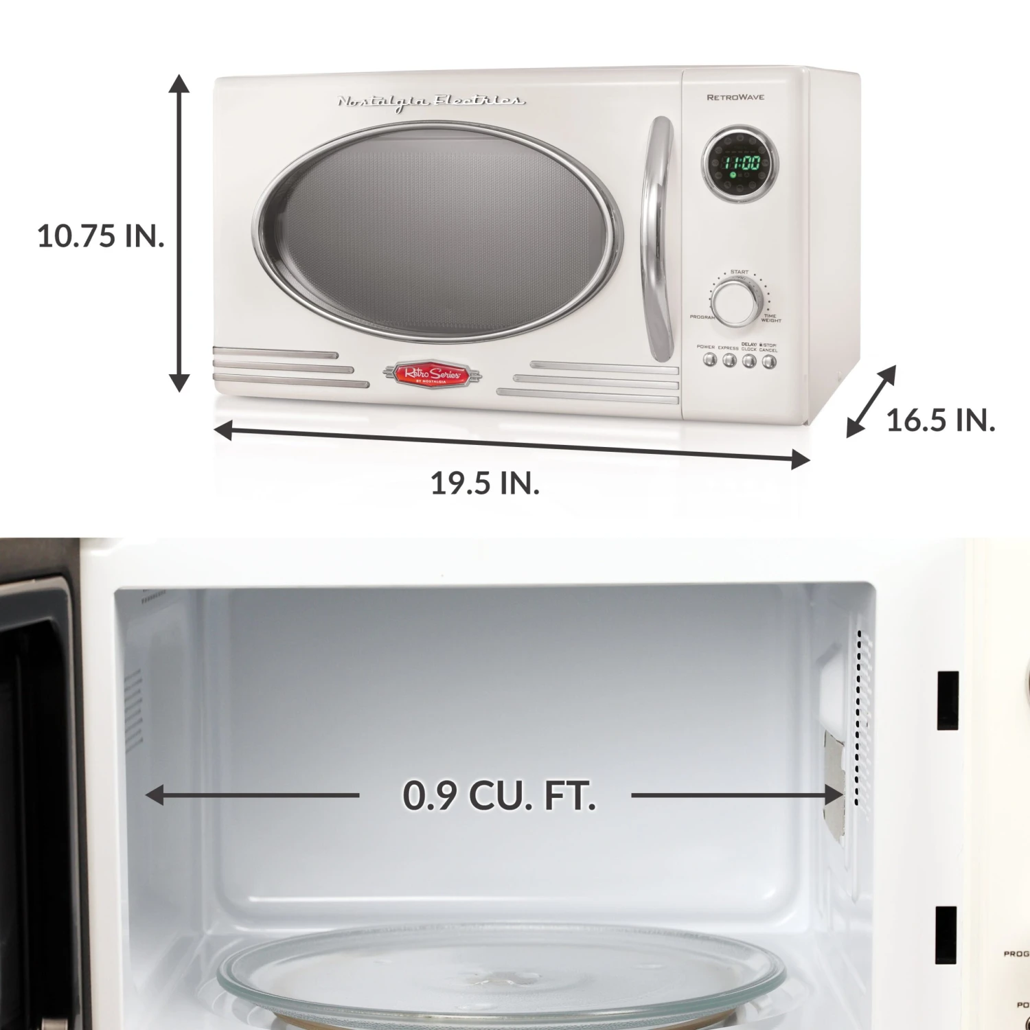 Retro 0.9 Cubic Foot 800-Watt Countertop Microwave Oven - Ivory, RMO4IVY 4 Retro 0.9 Cubic Foot 800-Watt Countertop Microwave Oven - Ivory, RMO4IVY - Image 4