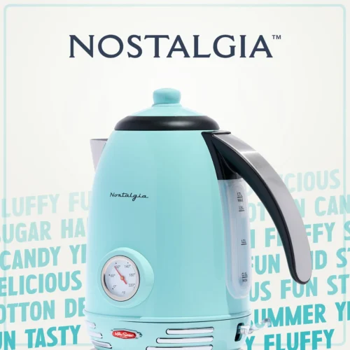 Retro 1.7-Liter Stainless Steel Electric Water Kettle With Strix Thermostat, Aqua -Nostalgia Food RWK150AQ 04 kettle