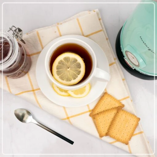 Retro 1.7-Liter Stainless Steel Electric Water Kettle With Strix Thermostat, Aqua -Nostalgia Food RWK150AQ 08 otherlifestyle