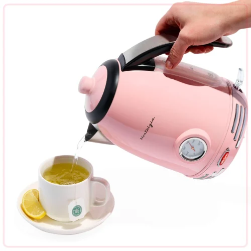 Retro 1.7-Liter Stainless Steel Electric Water Kettle With Strix Thermostat, Pink 12 Retro 1.7-Liter Stainless Steel Electric Water Kettle With Strix Thermostat, Pink -Nostalgia Food RWK17PK 05 scaled