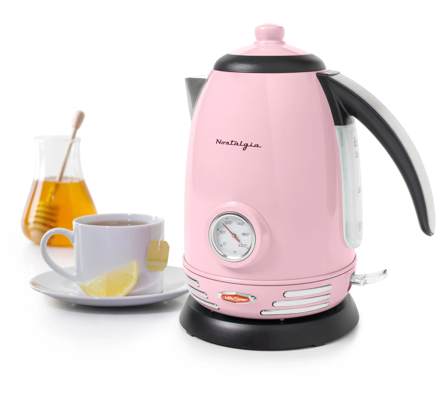 Retro 1.7-Liter Stainless Steel Electric Water Kettle With Strix Thermostat, Pink 1 Retro 1.7-Liter Stainless Steel Electric Water Kettle With Strix Thermostat, Pink