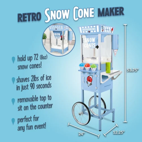 54-Inch Tall Snow Cone Cart -Nostalgia Food SCC200 feature 01 scaled