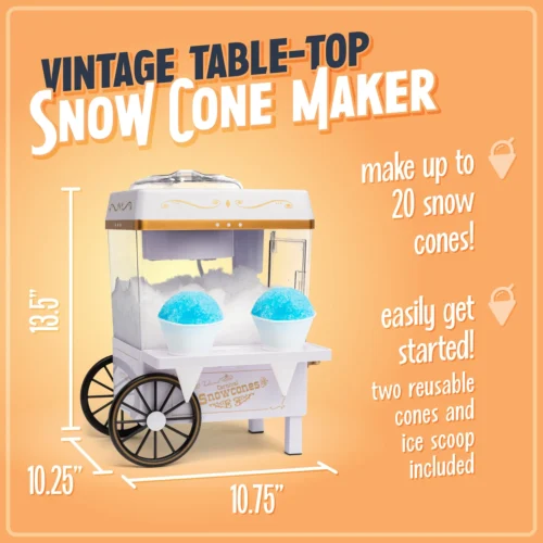 Vintage Snow Cone Maker, White 10 Vintage Snow Cone Maker, White -Nostalgia Food SCM525WH 01mainimage