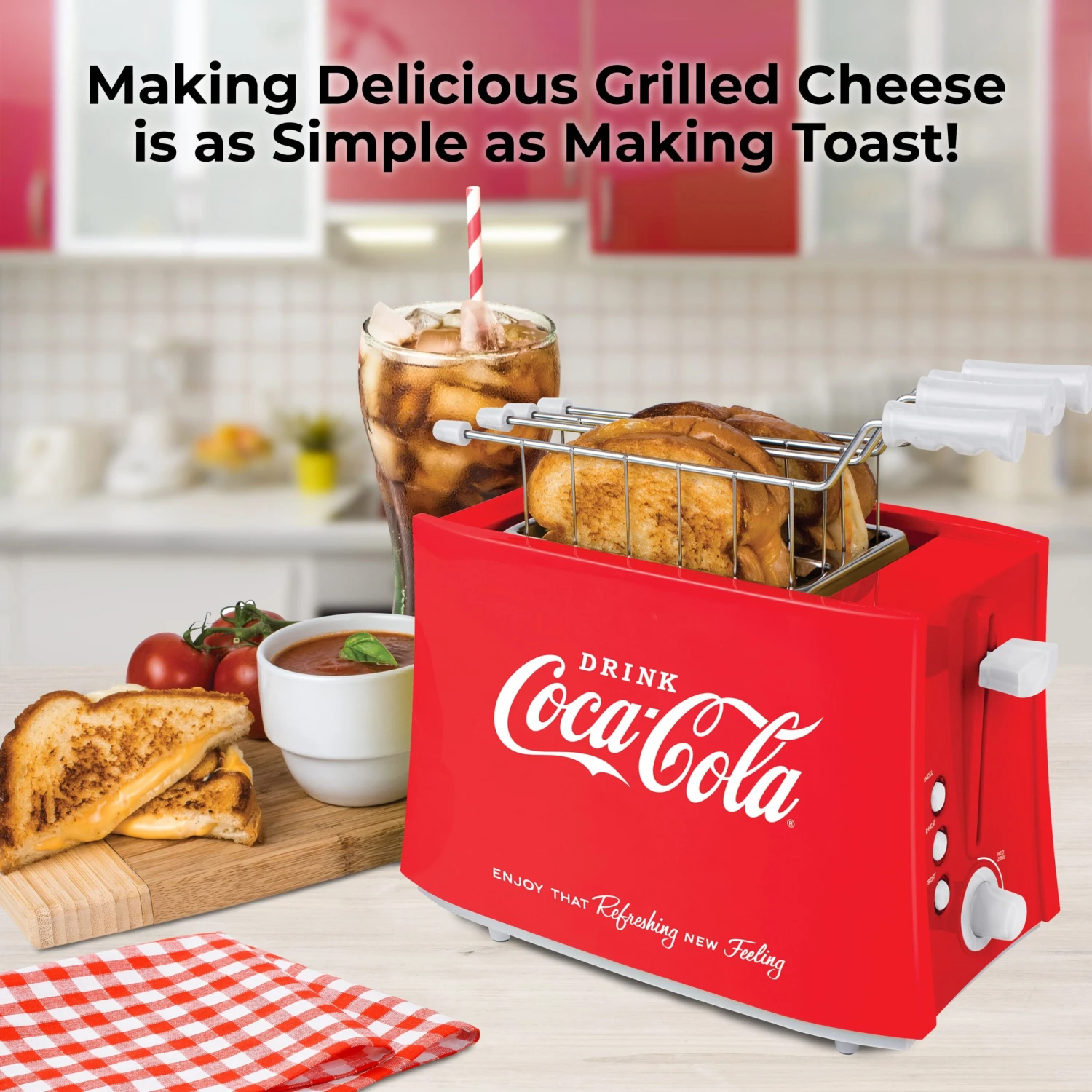 Coca-Cola® Grilled Cheese Toaster With Easy-Clean Toaster Baskets And Adjustable Toasting Dial 2 Coca-Cola® Grilled Cheese Toaster With Easy-Clean Toaster Baskets And Adjustable Toasting Dial - Image 2