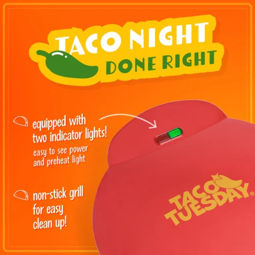 Taco Tuesday Deluxe 8-Inch 6-Wedge Electric Quesadilla Maker With Extra Stuffing Latch -Nostalgia Food TCTEQM8RD 03