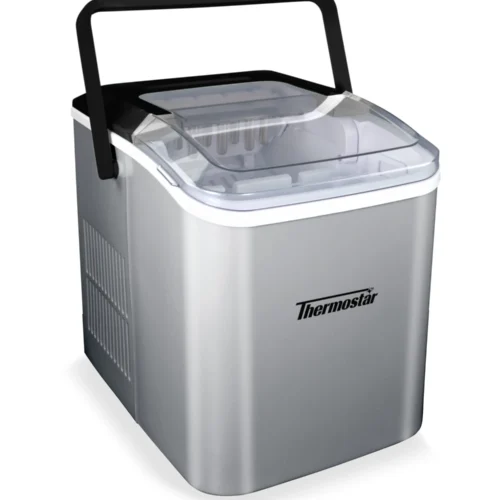 Thermostar 26-Pound Automatic Self-Cleaning Portable Countertop Ice Maker Machine With Handle -Nostalgia Food TSICEBHNSC26SL WN TS23 HeroZ scaled