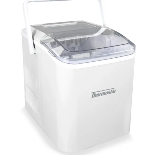 Thermostar 26-Pound Automatic Self-Cleaning Portable Countertop Ice Maker Machine With Handle -Nostalgia Food TSICEBHNSC26WH WN TS23 HeroZ scaled