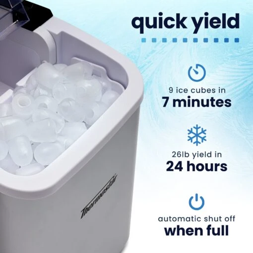 Thermostar 26-Pound Automatic Self-Cleaning Portable Countertop Ice Maker Machine -Nostalgia Food TSICEBNHSC26SL 02 quickyield