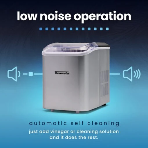 Thermostar 26-Pound Automatic Self-Cleaning Portable Countertop Ice Maker Machine -Nostalgia Food TSICEBNHSC26SL 05 lownoise