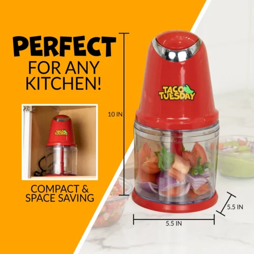 Taco Tuesday 2-Speed Salsa & Guacamole Chopper, 2 Cup Capacity -Nostalgia Food TTCHP2RD feature 05 scaled