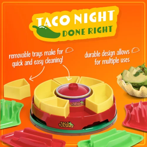 Taco Tuesday Heated Lazy Susan Taco Bar -Nostalgia Food TTLSTB10 03