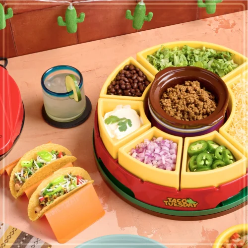 Taco Tuesday Heated Lazy Susan Taco Bar -Nostalgia Food TTLSTB10 04
