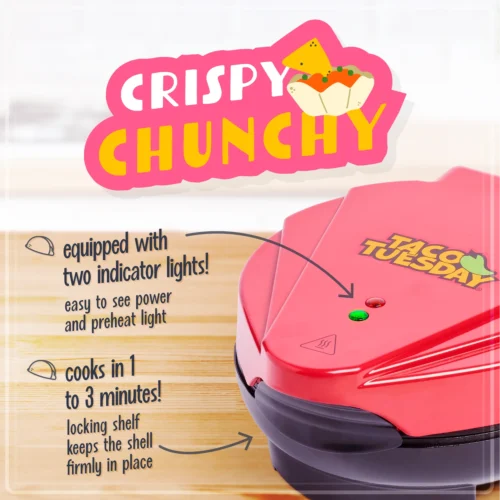 Taco Tuesday Baked Tortilla Bowl Maker -Nostalgia Food TTTB1RD 02 IndicatorLight